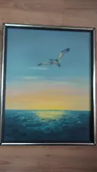 Buy VTG Ruth Harmon Oil Painting Ocean SUN SETTING & SEAGULL FRAMED SIGNED BEAUTIFUL • 52.71£