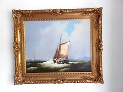 Buy Large Vintage Oil Painting On Canvas Seascape Signed Gilt Frame • 75£