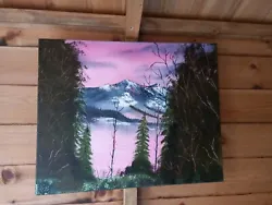 Buy 🎨 Sunset Lake Bob Ross Style Signed Oil Painting By UK Artist 20 X16  • 45£