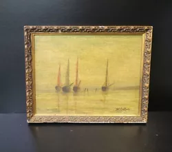 Buy Art Oil Painting Signed M McCartney Boat Dock Scene Landscape 33cm X 26cm  • 35£