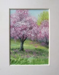 Buy Aceo Original Hand Painted Signed Cherry Blossom Trees  Landscape Mini Painting • 7£