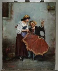 Buy Jules Zermati (1875-1925) Italian Romantic Scene, Oil On Canvas Painting, Listed • 513.03£