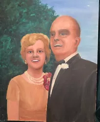 Buy Vintage 1960s PORTRAIT OIL PAINTING Happy Couple 14 X 18 Inches On Board • 24.90£