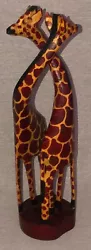 Buy Unbranded Rust, Natural, & Black Painted Wood Double Giraffe Statue • 16.54£