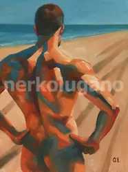 Buy Original Hand Painted Artwork Oil Painting Gay Man Male Nude • 220.50£