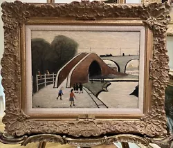 Buy OLD MASTER Manner Of L  S Lowry   THE BRIDGE   Oil Painting 20th Century GGF • 2,750£