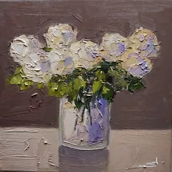 Buy Vase Flowers Oil Painting Vivek Mandalia Impressionism Collectible 12x12 Signed • 0.99£