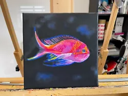 Buy Pink Fish -Original Oil Painting-sealife Painting Bright Colourful Art • 65£