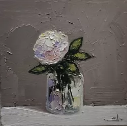 Buy White Rose Oil Painting Vivek Mandalia Impressionism Collectible 12x12 Original • 0.99£