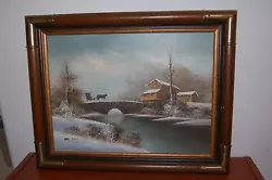 Buy 16x12 Framed Snow River Cart W Horse House Original Oil Painting Van Bell COA • 115.75£