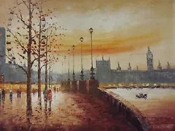 Buy Huge London Eye Oil Painting Canvas Modern British  English City Scape Original • 76.95£