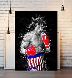 Buy Rocky Balboa Sylvester Stallone Painted Artwork Canvas Print Poster • 8.45£