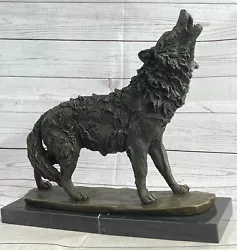 Buy Art Deco Bronze Sculpture Statue Figure Wolf German Shepherd Dog Marble Deco • 472.67£