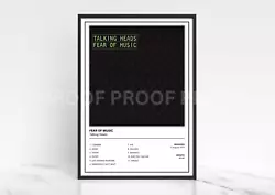 Buy Talking Heads Fear Of Music Album Single Cover Poster / Music Christmas Gift • 8£