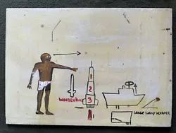 Buy Jean-Michel Basquiat Painting On Wood Signed And Stamped 9  X 13 In • 108.74£