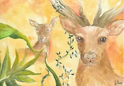 Buy Watercolour Painting Red Deer By Local Artist Print A4 Nature Animals  • 11.99£