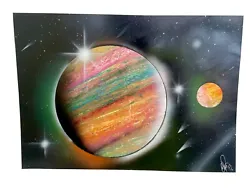 Buy Original Spray Paint Art Rainbow Planet Unframed ONE OF A KIND Clearance Sale • 8£