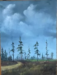 Buy Original Vintage Landscape Painting On Stretched Linen-Clouds & Trees 16” X 12” • 236.25£