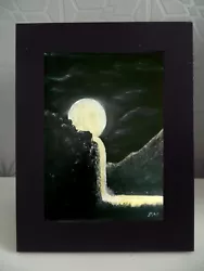 Buy Moon River - Framed Print, Wall Art, Bob Ross Style, Mountain Landscape, Moon • 14.99£