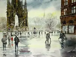Buy ORIGINAL ALAN REED Edinburgh In The Snow Scotland Scottish Watercolour PAINTING • 5,500£