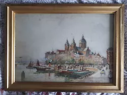 Buy Original Antique Watercolour Painting Basilica St Nicholas Amsterdam - Art • 200£