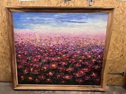 Buy Large Oil Painting Flower Field Solid Oak Frame  • 230£