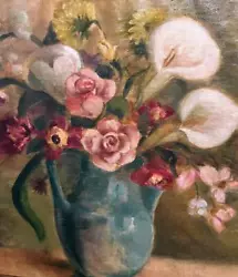 Buy Antique Old American Impressionist Original Oil Painting Still Life Art Flowers • 374.22£