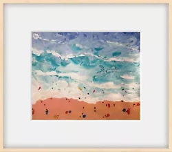 Buy Hand Painted Textured Acrylic Painting On Canvas Impressionistic Aerial Seascape • 5£