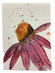 Buy ACEO Original Miniature Watercolour Pen And Wash Echinacea Flower • 1.75£