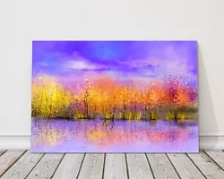 Buy Colourful Trees Painting. Framed Canvas Picture Print • 13.95£