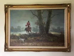 Buy Original Oil On Canvas  Hunting Scene Of Horse & Hound • 145£