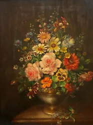 Buy English School Original Antique Oil Painting Still Life Study Of Summer Flowers • 322£