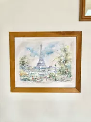 Buy Medium Watercolour Painting Framed Signed By Legai Paris Eiffel Tower • 35£