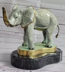 Buy Collectible Statue Bronze Sculpture Animal Large Signed African Elephant Decor • 234.99£