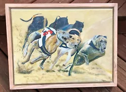 Buy Stunning Framed Oil Painting Of Greyhounds Racing Check The Detail And Colours • 10£