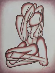 Buy Abstract Nude Couple Large Oil Painting Canvas Pink Cream White Lovers Original • 21.95£