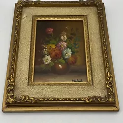 Buy Oil Painting Roses Flowers Vase Still Life Framed Vintage Signed By Michael • 40.89£