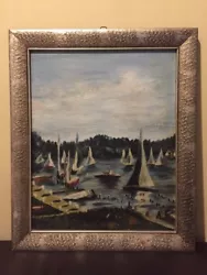 Buy Sailing Boats On Lake Amarican Impressionist Style Oil Board Signed Jlse Maule • 85.40£