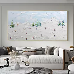 Buy Mintura Handmade Skiing Oil Paintings On Canvas Wall Art Picture Home Decoration • 43.05£
