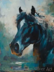 Buy HORSE PORTRAIT ORIGINAL FINE ART PAINTING 16  X 12  By UK Artist JOHN SILVER BA • 0.99£