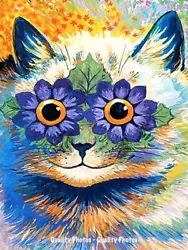 Buy Cat With Daisy Flower Eyes 8.5x11  Photo Print Louis Wain Feline Animal Painting • 7.82£