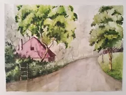 Buy Original Watercolor Painting Home And River Scenery Signed Ceylon Wall Deco • 7.89£