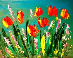 Buy Abstract TULIPS  Pop Art Painting  IMPRESSIONIST Canvas Gallery 7R87T • 84.05£