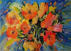 Buy Poppies Painting Original Art Impasto Impressionistic Oil Painting 16 X 22 In • 133.84£