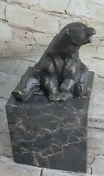 Buy Signed Sitting Polar Bear Bronze Bookends Book End Deco Marble Sculpture • 82.47£