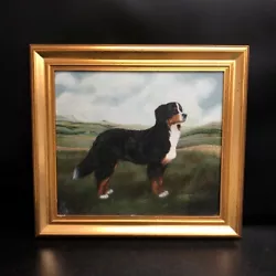 Buy Oil On Canvas Bernese Mountain Dog Original Painting Signed Brumas 58cm Art -CP • 7.99£