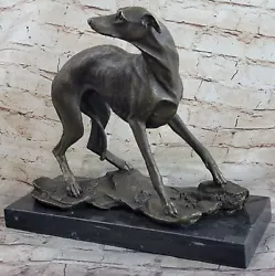 Buy Art Deco Original Hot Cast Greyhound Dog Dogs Bronze Sculpture Marble Statue • 199.20£