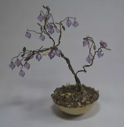 Buy Vintage Handmade Copper Wire Tree With Hanging Purple Glass Gems • 20£