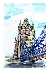 Buy  Original Watercolour Painting, London Tower Bridge , Cityscape, London • 19.99£