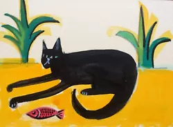 Buy Black Cat With Fish By A Shenton ( Matisse) • 10£